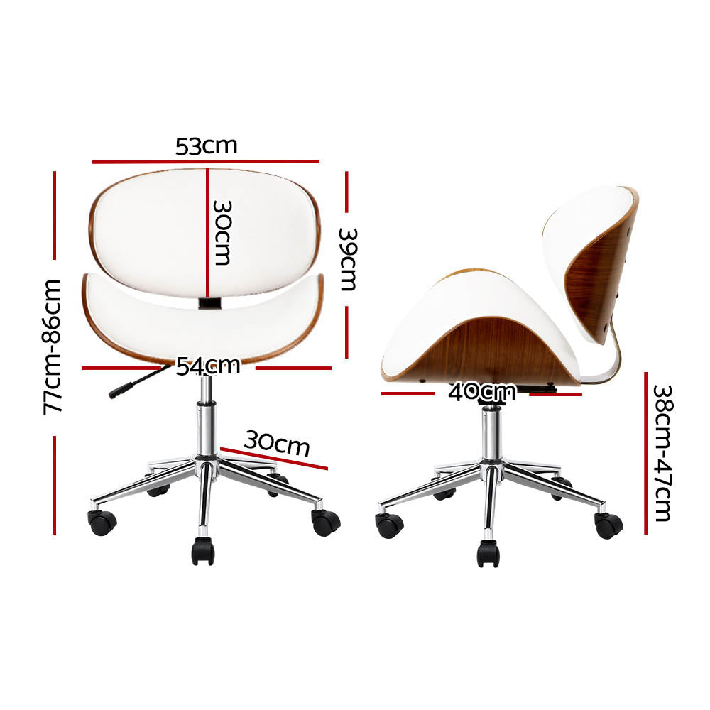 Artiss Wooden Office Chair Leather Seat White - Cosy Abode