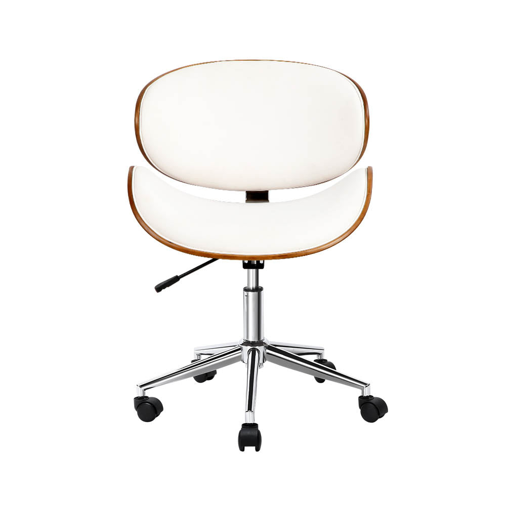 Artiss Wooden Office Chair Leather Seat White - Cosy Abode