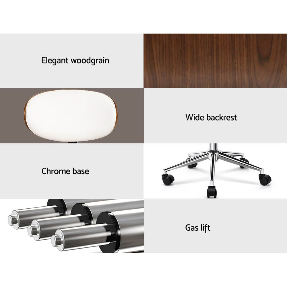 Artiss Wooden Office Chair Leather Seat White - Cosy Abode