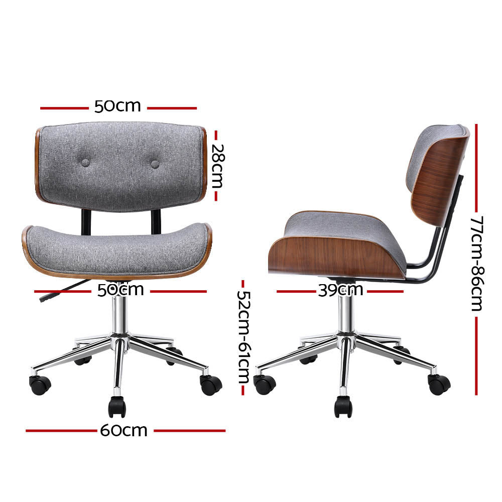 Artiss Wooden Office Chair Fabric Seat Grey - Cosy Abode