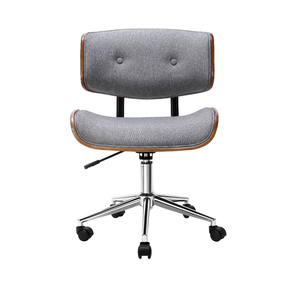 Artiss Wooden Office Chair Fabric Seat Grey - Cosy Abode