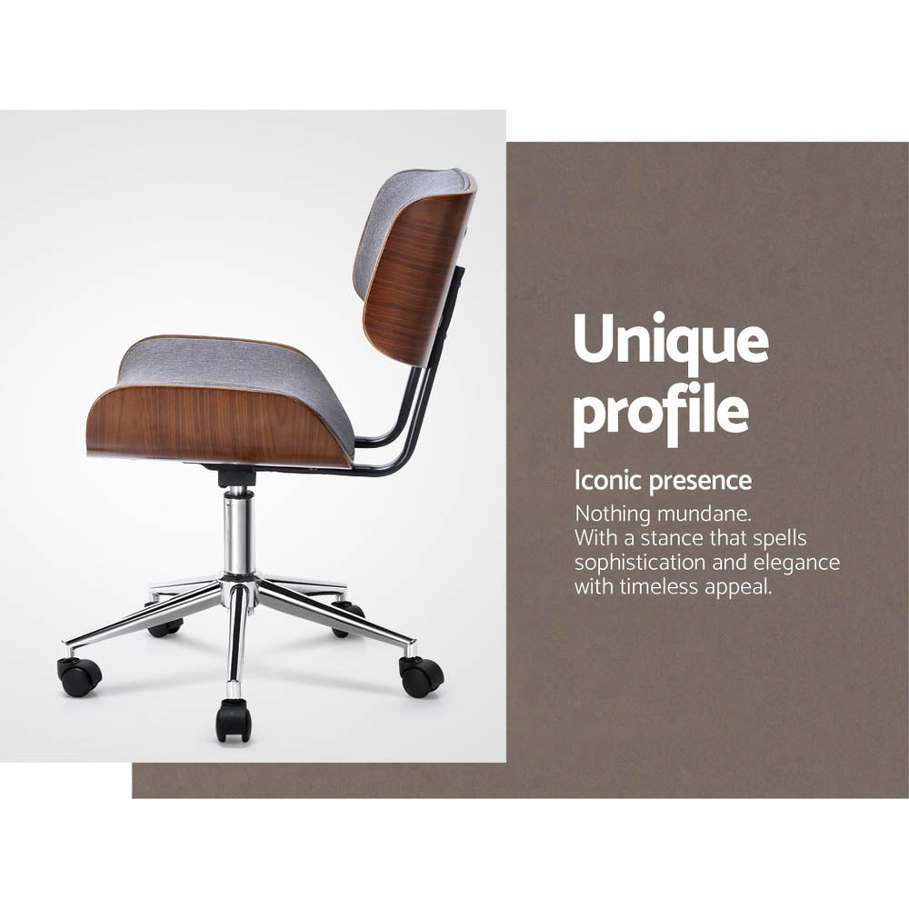 Artiss Wooden Office Chair Fabric Seat Grey - Cosy Abode
