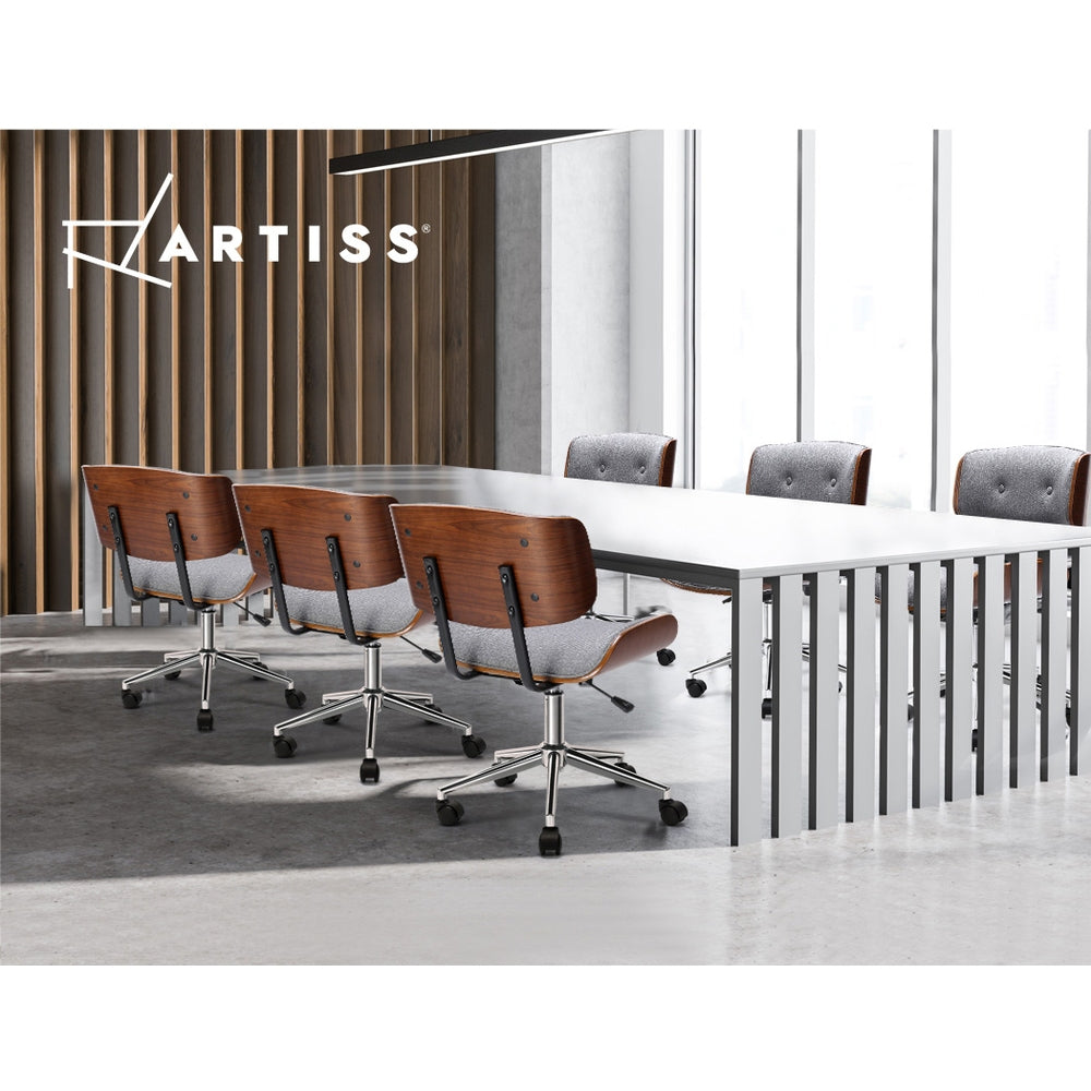 Artiss Wooden Office Chair Fabric Seat Grey - Cosy Abode