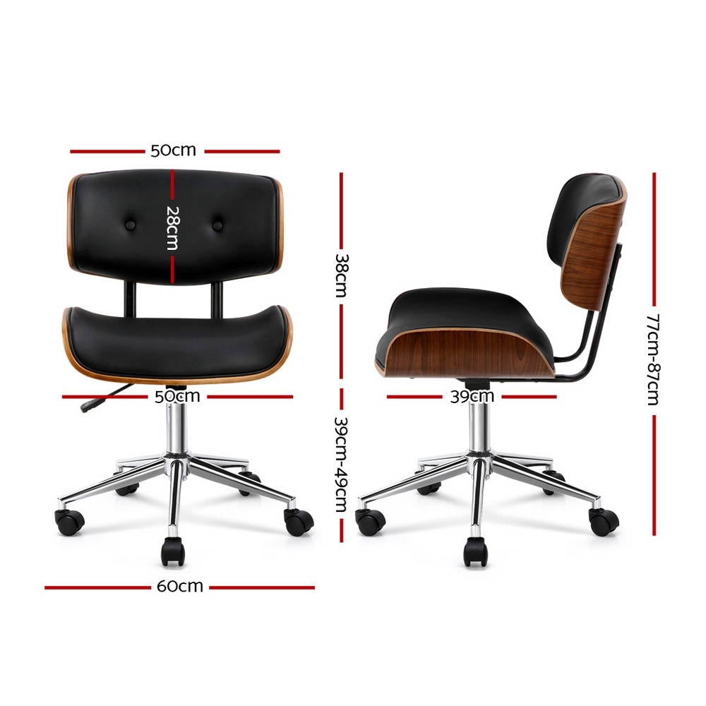 Artiss Wooden Office Chair Fabric Seat Black - Cosy Abode