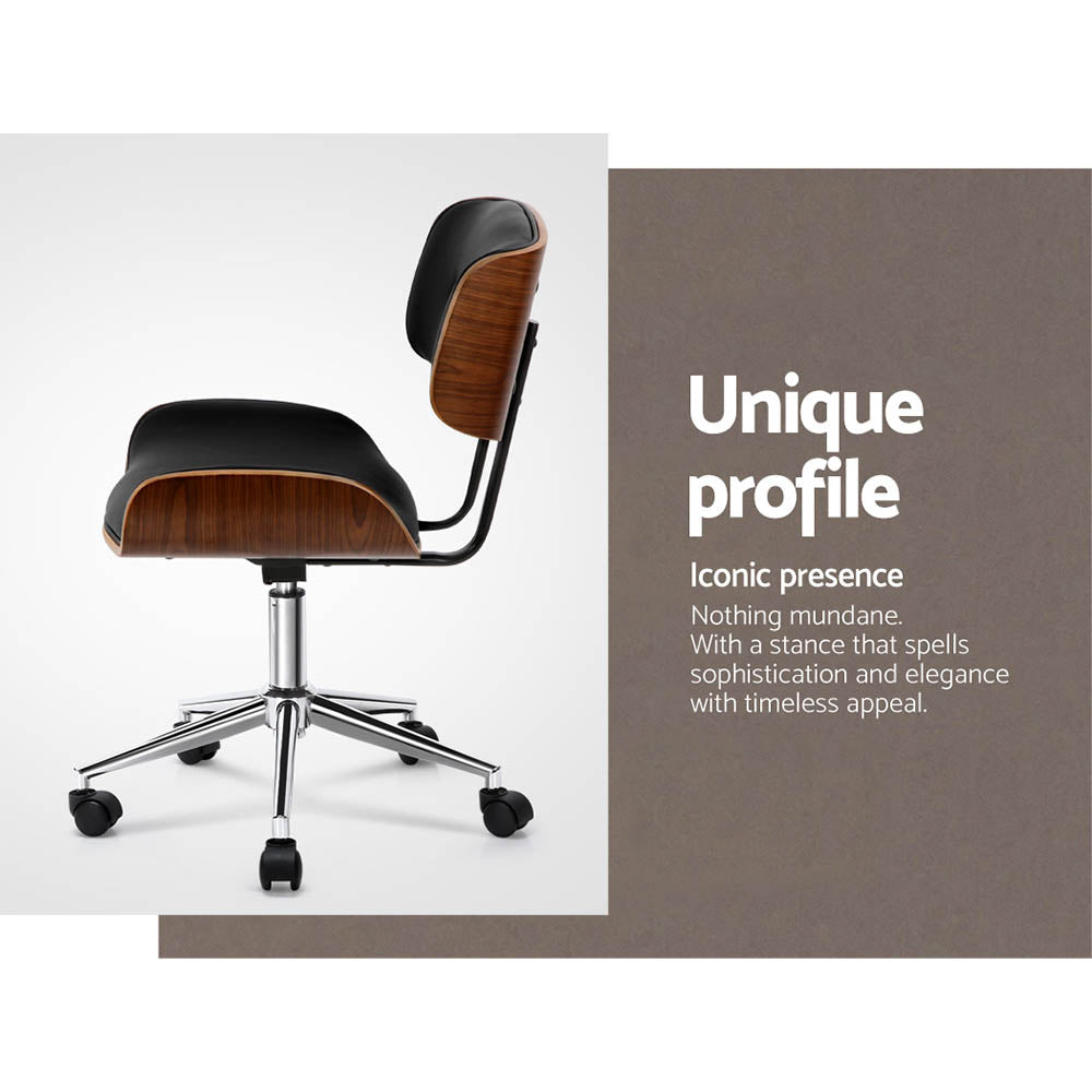 Artiss Wooden Office Chair Fabric Seat Black - Cosy Abode