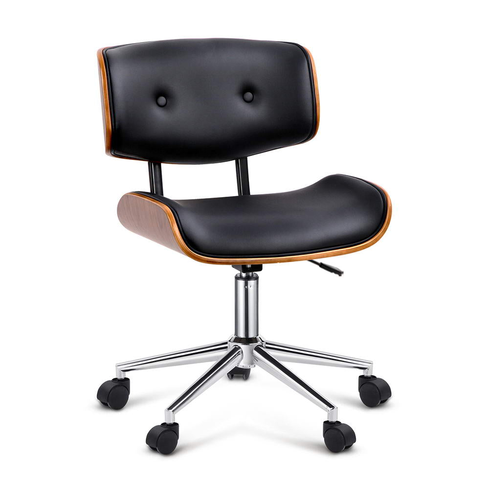 Artiss Wooden Office Chair Fabric Seat Black - Cosy Abode