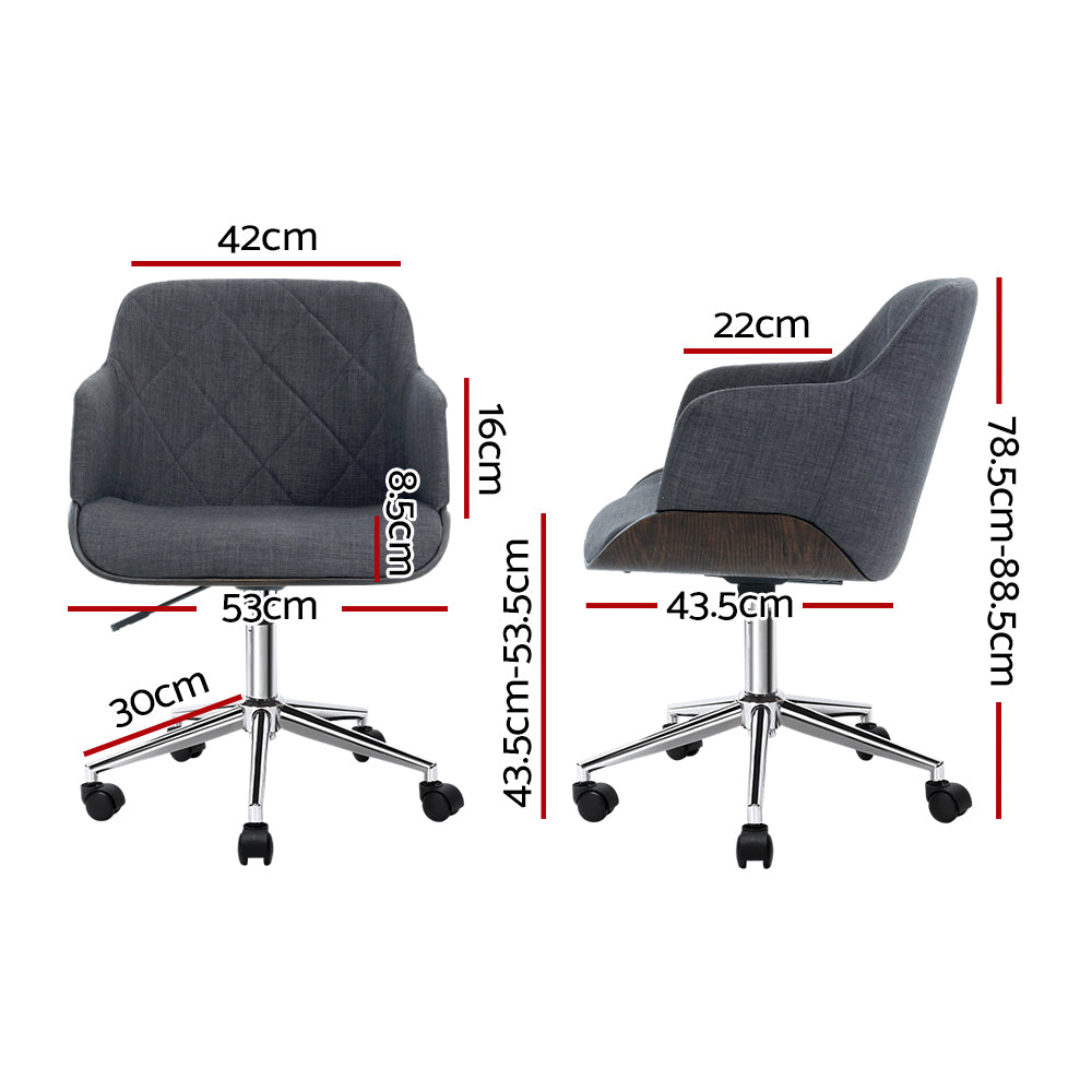 Artiss Wooden Office Chair Fabric Seat Grey - Cosy Abode