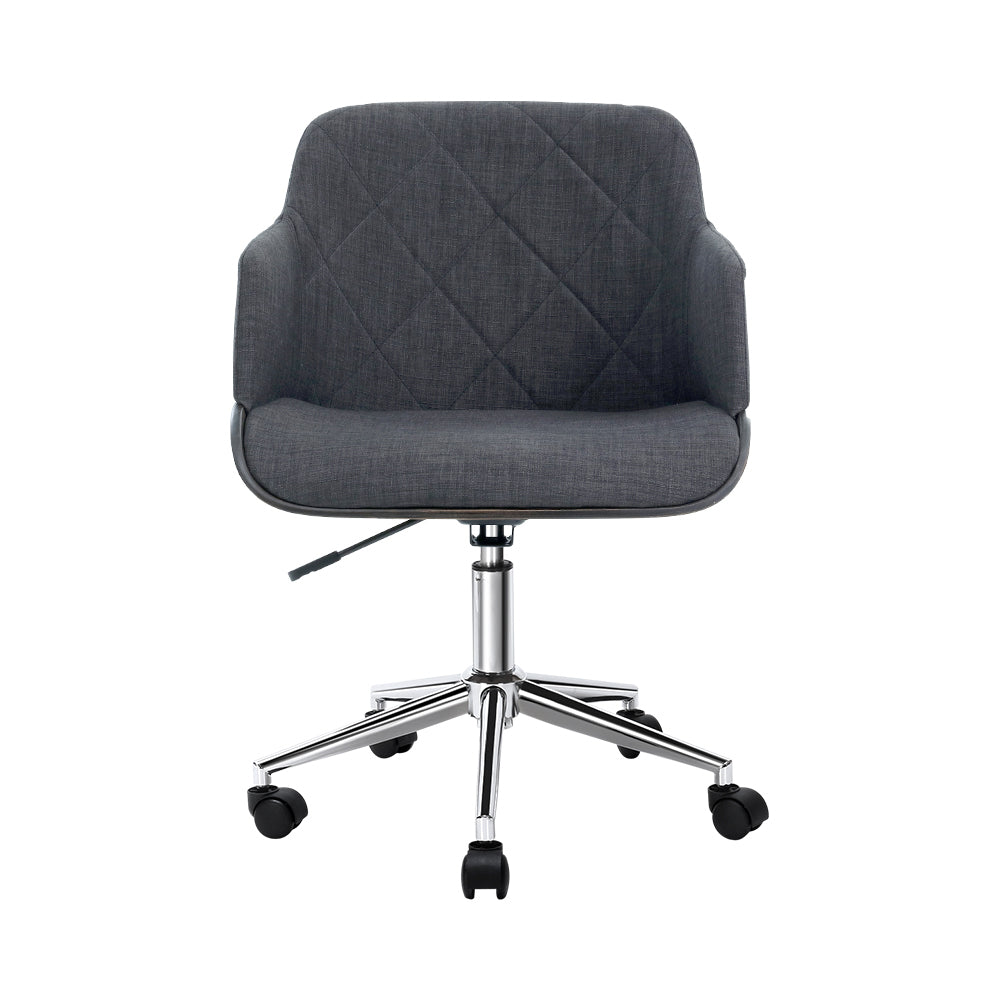 Artiss Wooden Office Chair Fabric Seat Grey - Cosy Abode