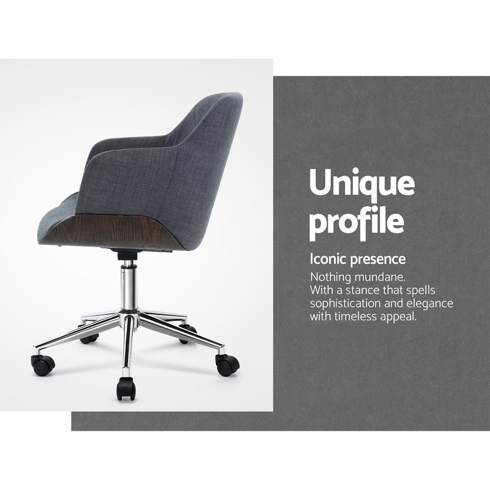 Artiss Wooden Office Chair Fabric Seat Grey - Cosy Abode