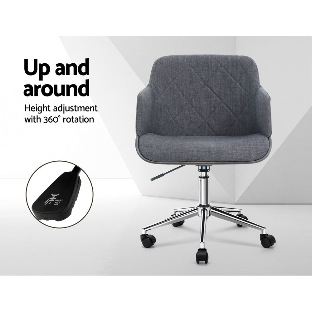 Artiss Wooden Office Chair Fabric Seat Grey - Cosy Abode
