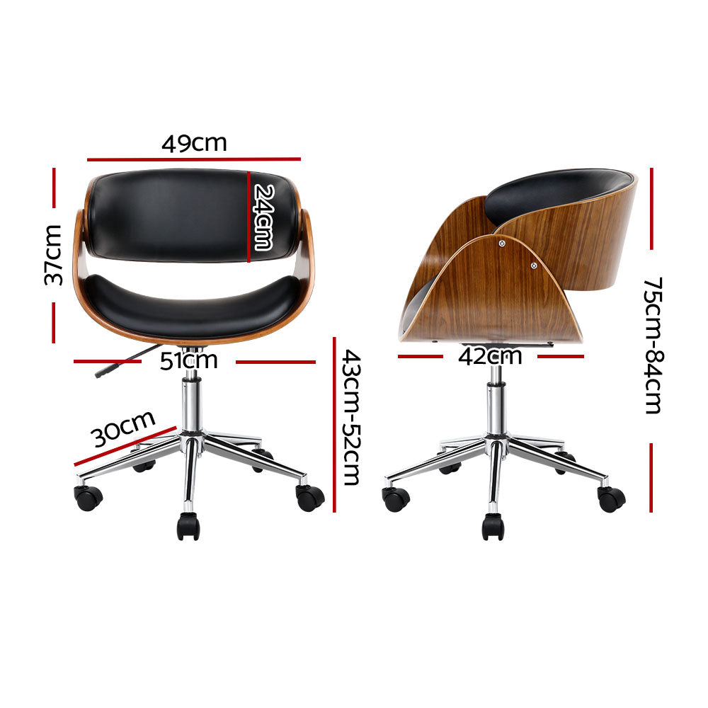 Artiss Wooden Office Chair Leather Seat Black - Cosy Abode
