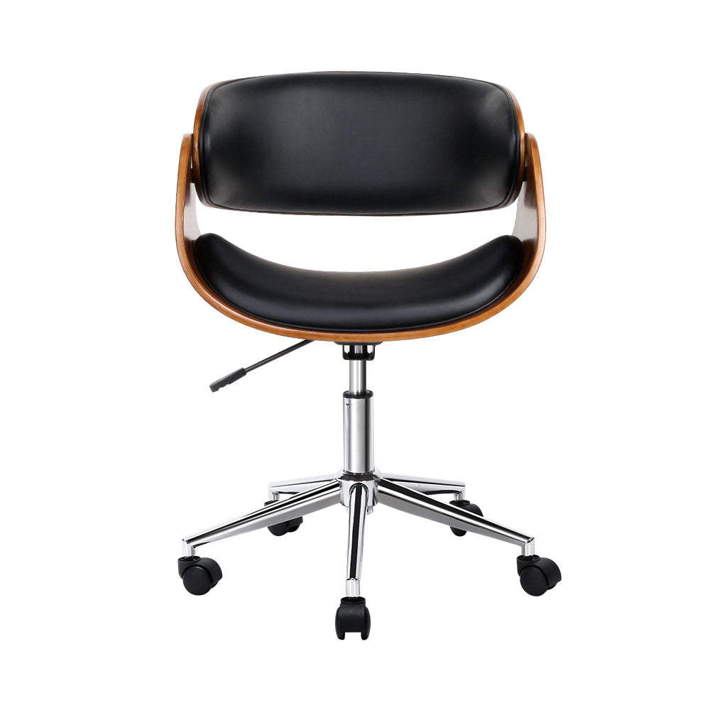 Artiss Wooden Office Chair Leather Seat Black - Cosy Abode