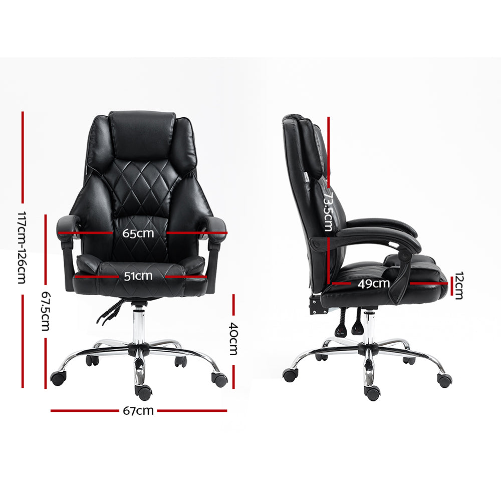 Artiss Executive Office Chair Leather Recliner Black - Cosy Abode