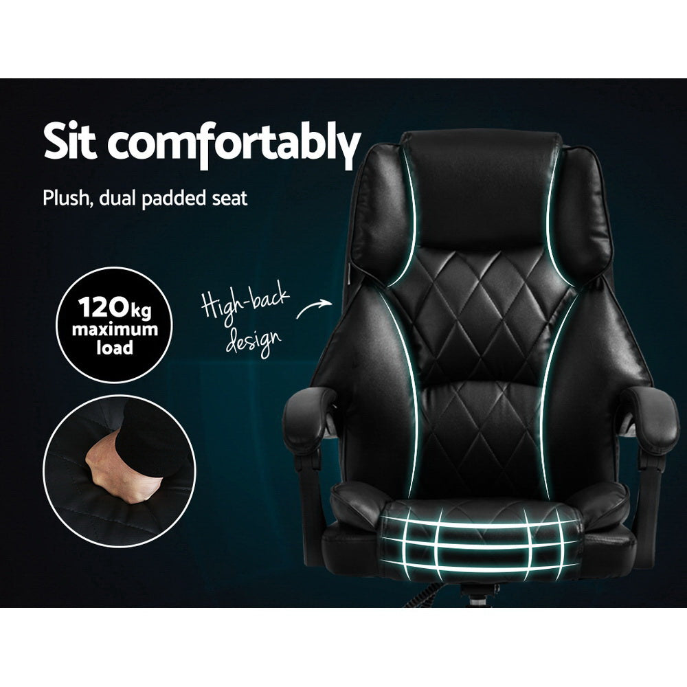 Artiss Executive Office Chair Leather Recliner Black - Cosy Abode