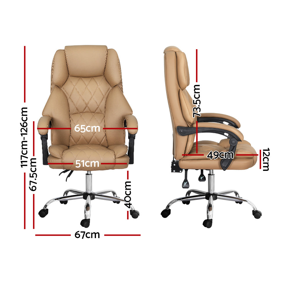 Artiss Executive Office Chair Leather Recliner Espresso - Cosy Abode
