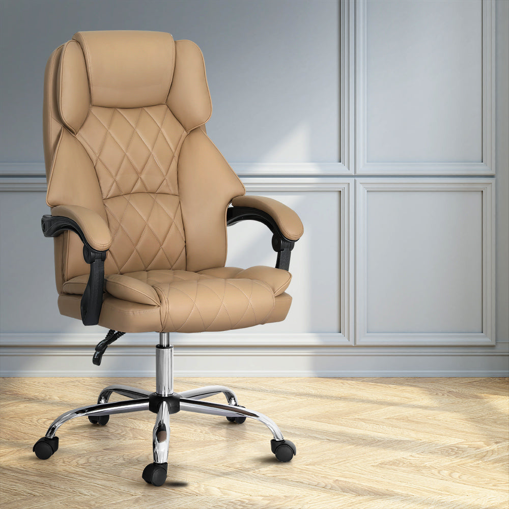 Artiss Executive Office Chair Leather Recliner Espresso - Cosy Abode
