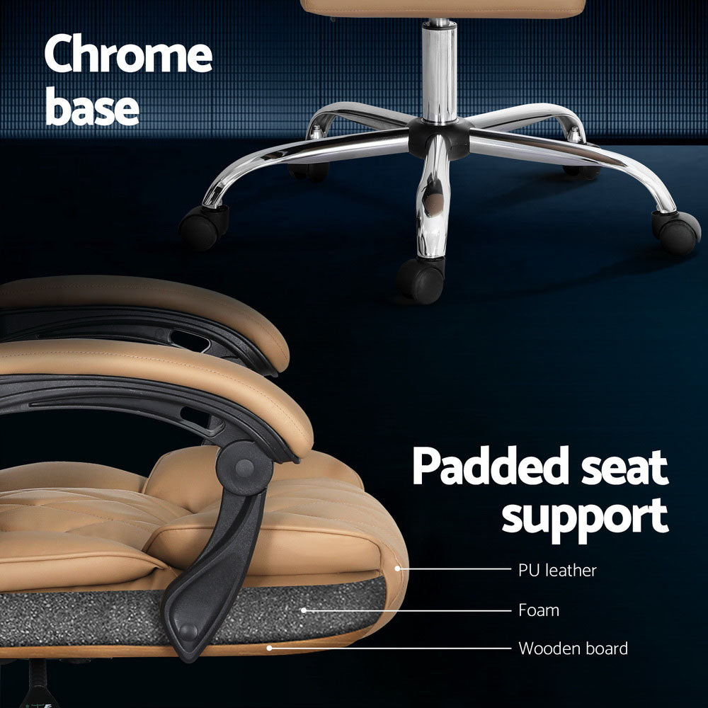 Artiss Executive Office Chair Leather Recliner Espresso - Cosy Abode