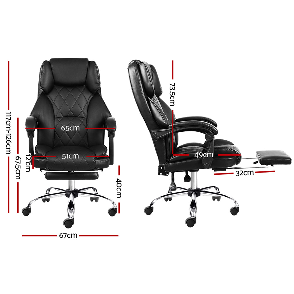 Artiss Executive Office Chair Leather Footrest Black - Cosy Abode