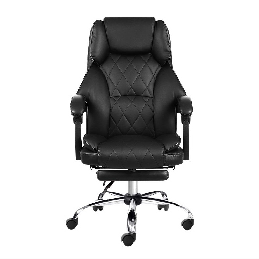Artiss Executive Office Chair Leather Footrest Black - Cosy Abode