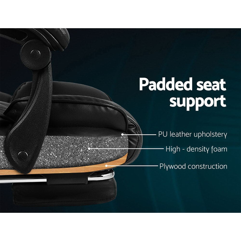 Artiss Executive Office Chair Leather Footrest Black - Cosy Abode