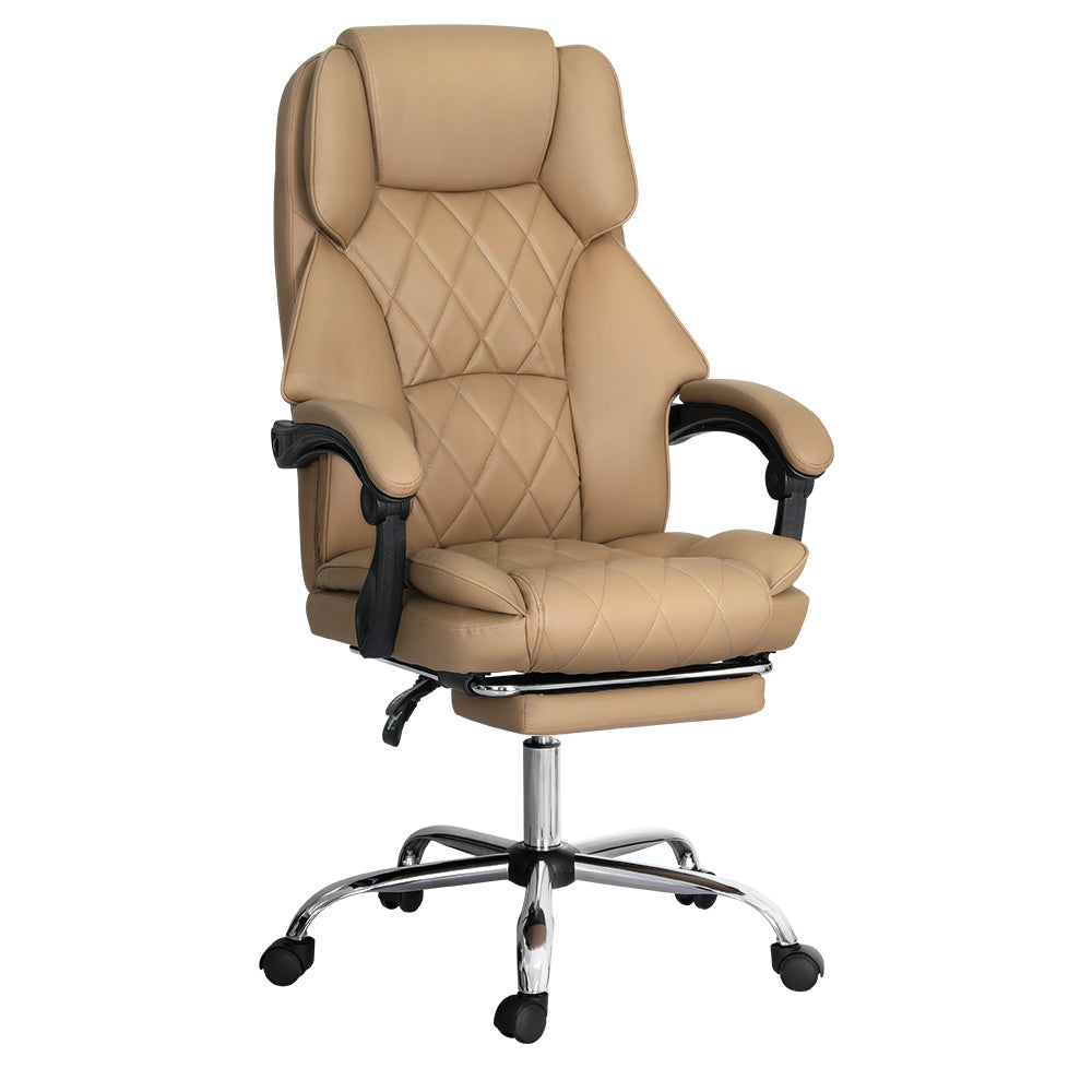 Artiss Executive Office Chair Leather Footrest Espresso - Cosy Abode
