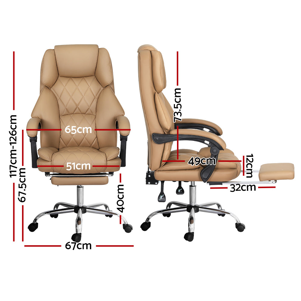 Artiss Executive Office Chair Leather Footrest Espresso - Cosy Abode