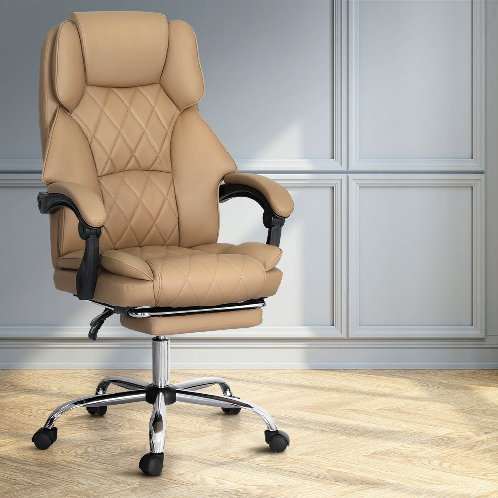 Artiss Executive Office Chair Leather Footrest Espresso - Cosy Abode