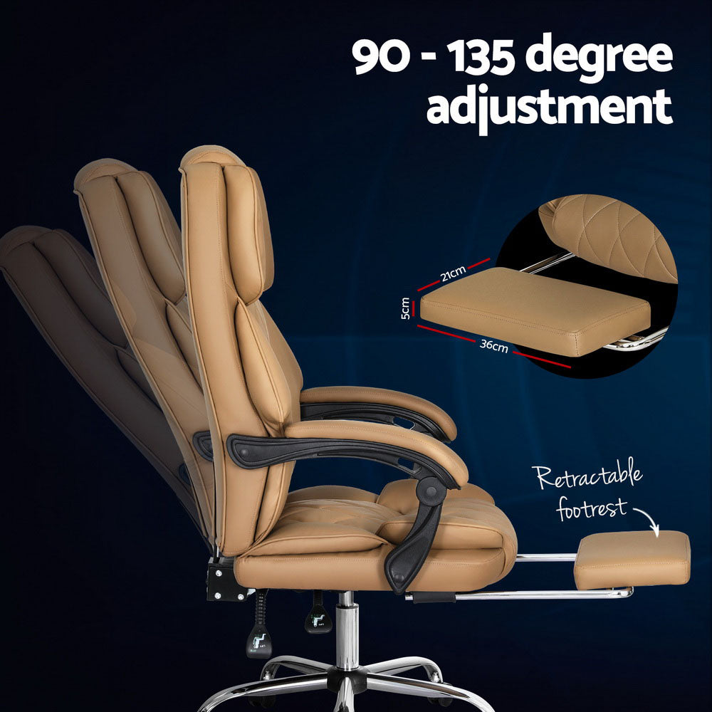 Artiss Executive Office Chair Leather Footrest Espresso - Cosy Abode