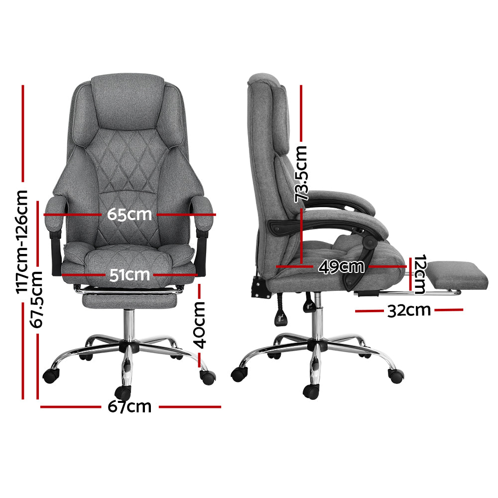 Artiss Executive Office Chair Fabric Footrest Grey - Cosy Abode
