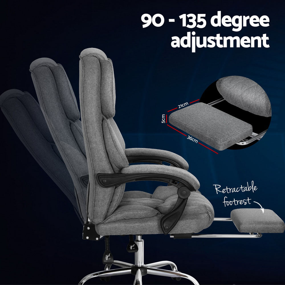 Artiss Executive Office Chair Fabric Footrest Grey - Cosy Abode