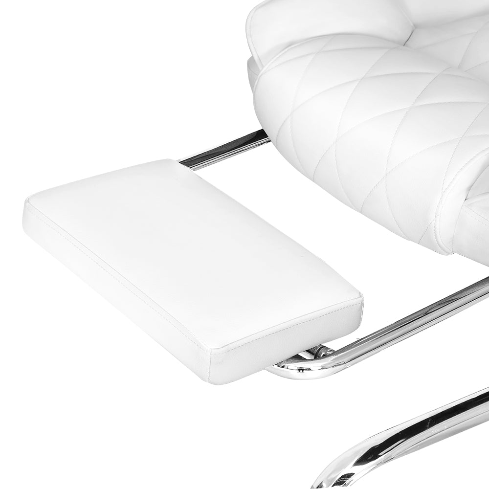 Artiss Executive Office Chair Leather Footrest White - Cosy Abode