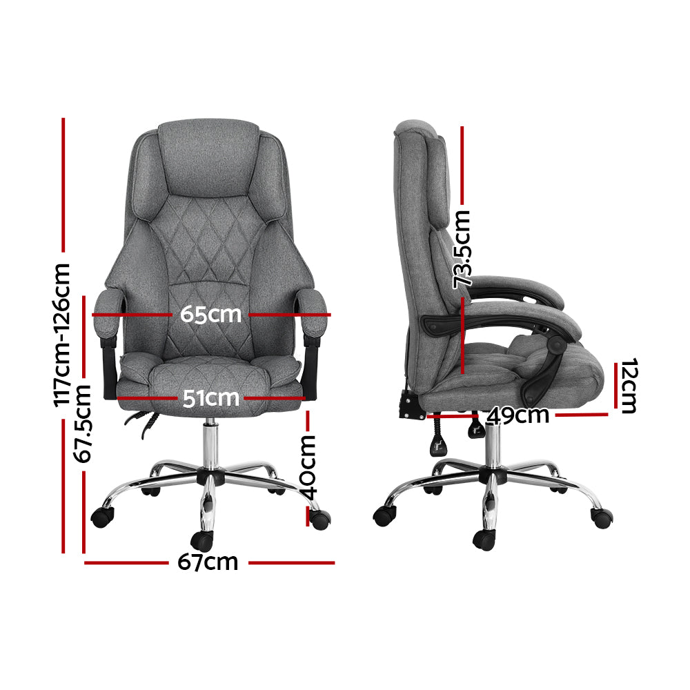 Artiss Executive Office Chair Fabric Recliner Grey - Cosy Abode
