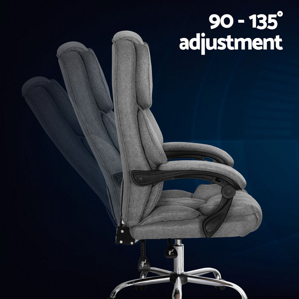 Artiss Executive Office Chair Fabric Recliner Grey - Cosy Abode