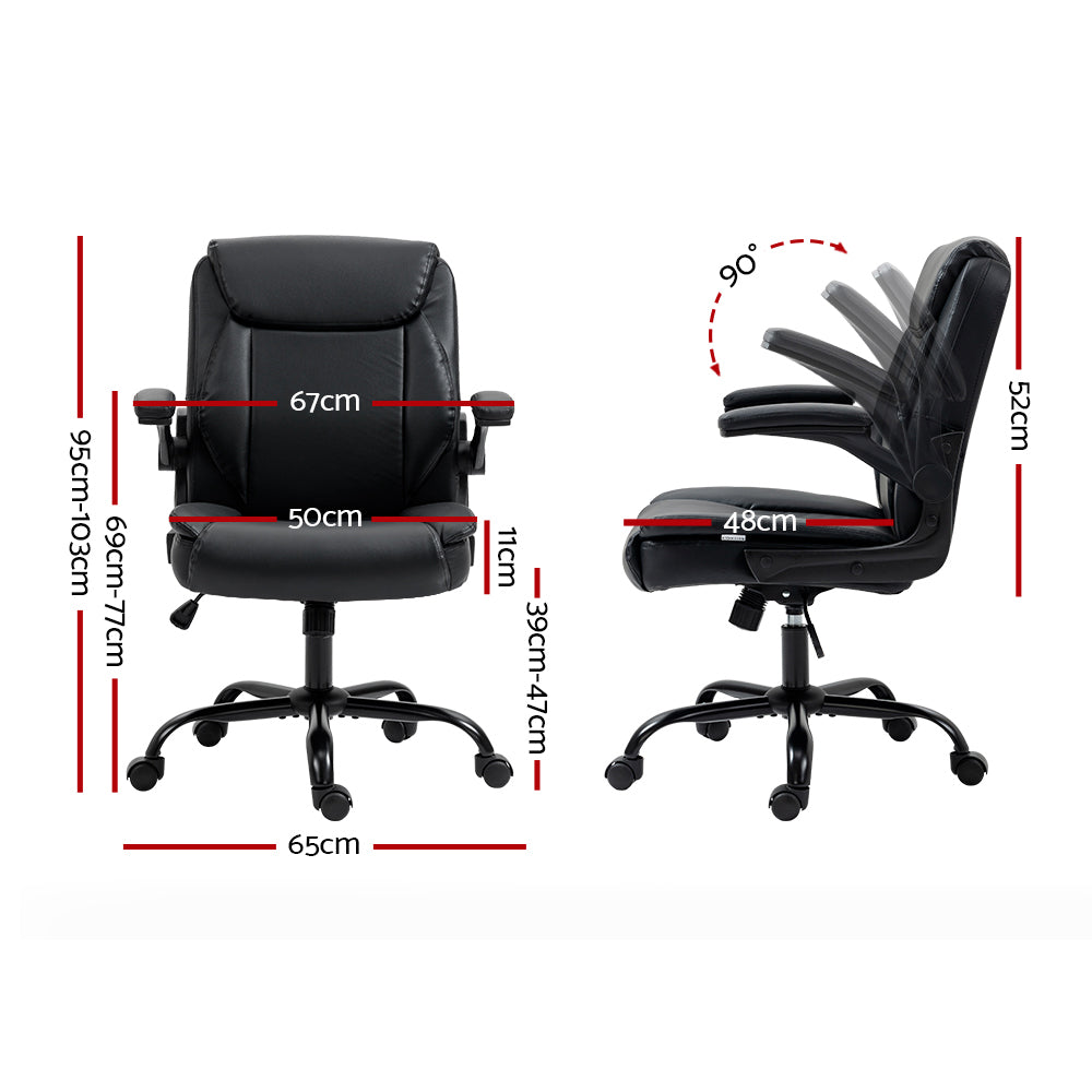 Artiss Executive Office Chair Mid Back Black - Cosy Abode