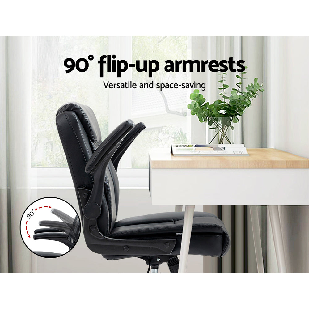 Artiss Executive Office Chair Mid Back Black - Cosy Abode