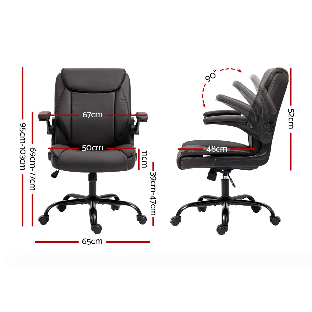 Artiss Executive Office Chair Mid Back Brown - Cosy Abode