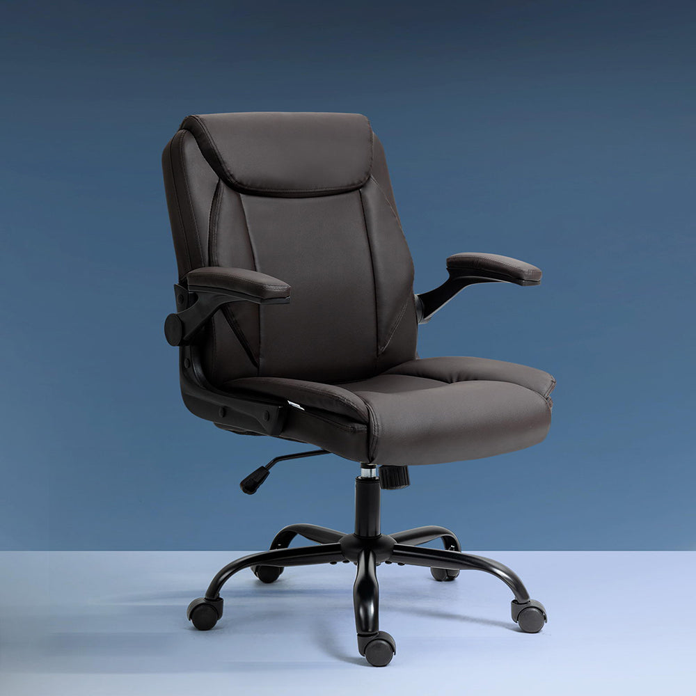 Artiss Executive Office Chair Mid Back Brown - Cosy Abode