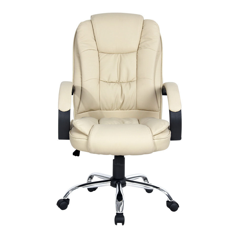 Artiss Executive Office Chair Leather Tilt Beige - Cosy Abode