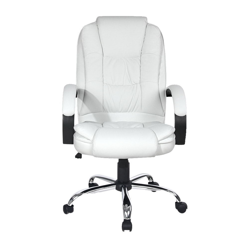 Artiss Executive Office Chair Leather Tilt White - Cosy Abode