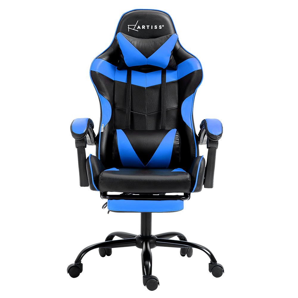 Artiss Gaming Office Chair Recliner Footrest Blue - Cosy Abode