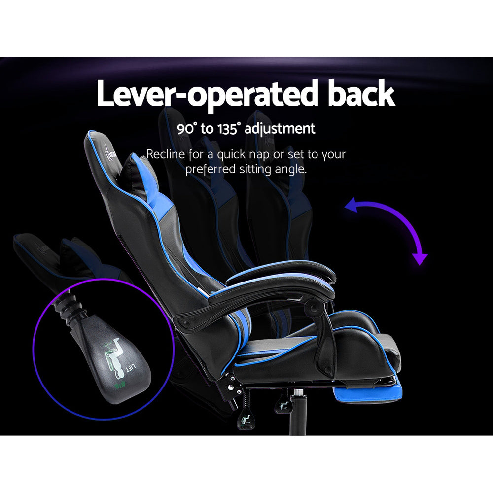 Artiss Gaming Office Chair Recliner Footrest Blue - Cosy Abode