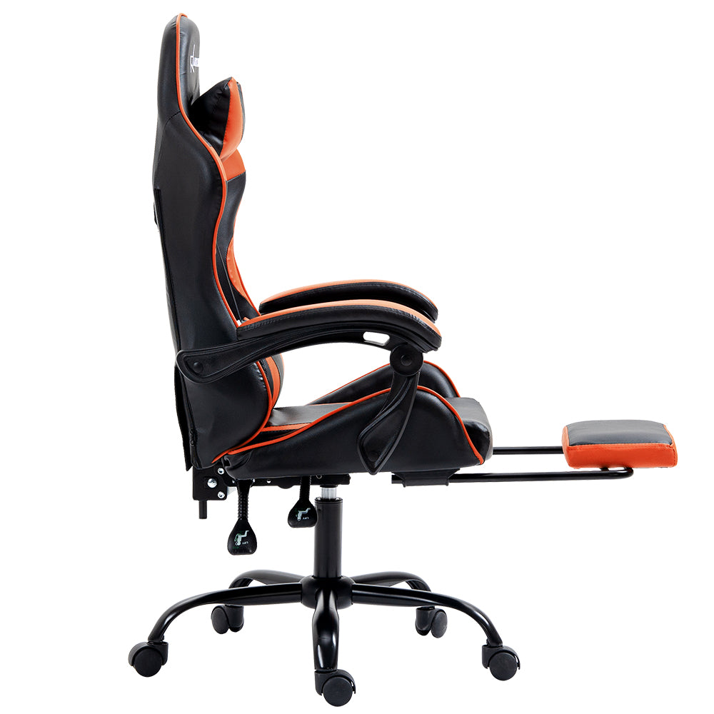 Artiss Gaming Office Chair Executive Computer Leather Chairs Footrest Orange - Cosy Abode