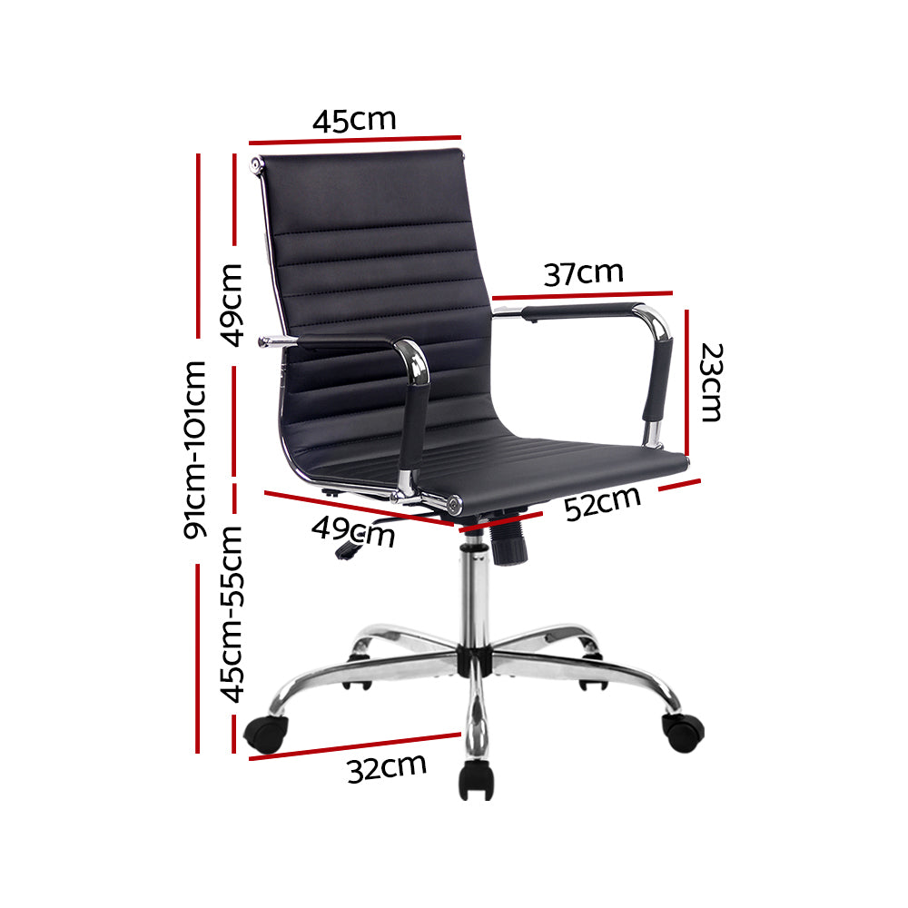 Artiss Office Chair Conference Chairs PU Leather Mid Back Black - Cosy Abode