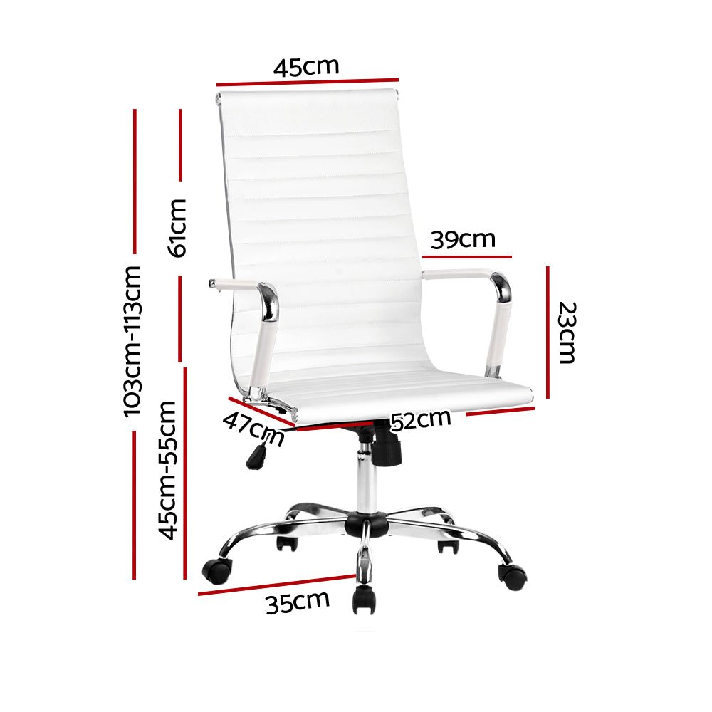 Artiss Office Chair Conference Chairs PU Leather High Back White - Cosy Abode