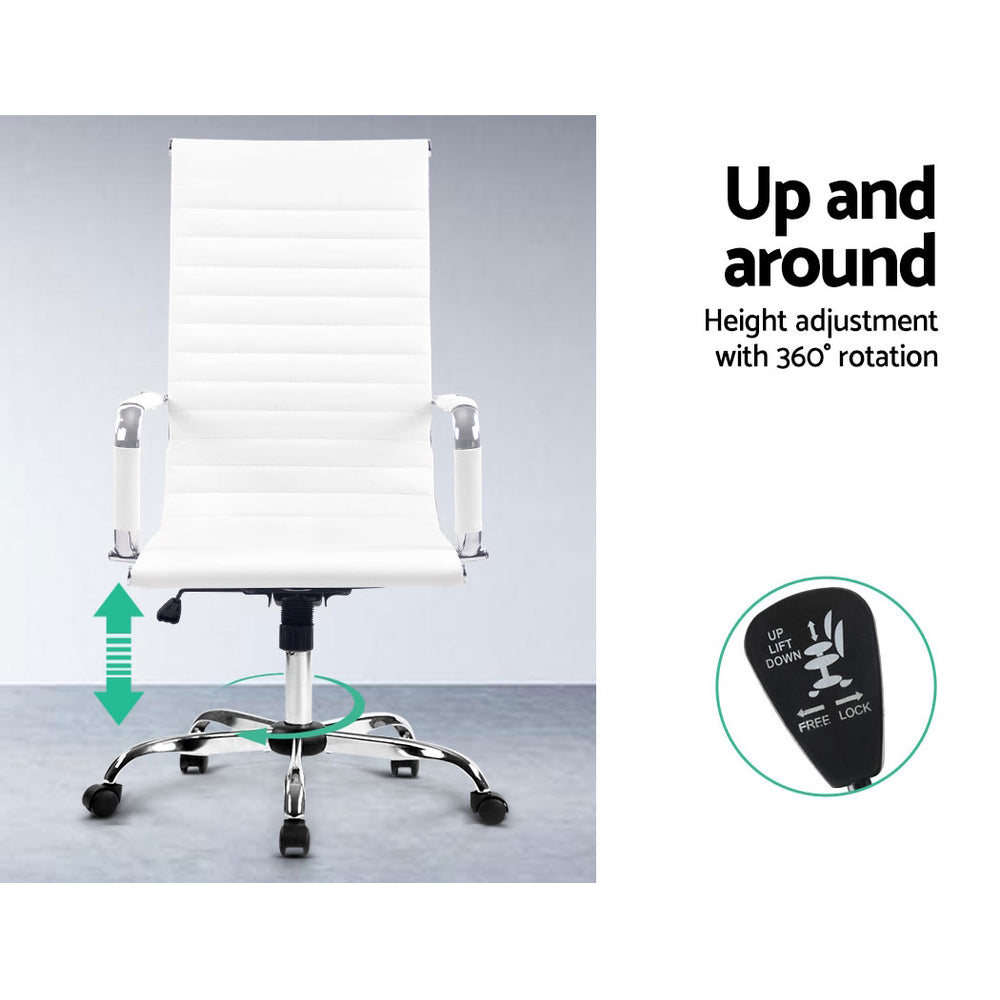 Artiss Office Chair Conference Chairs PU Leather High Back White - Cosy Abode