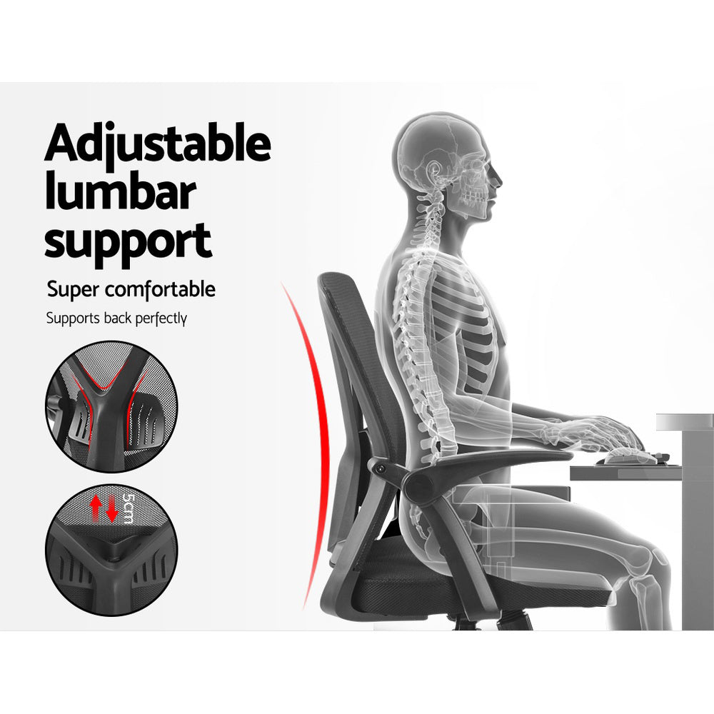 Artiss Mesh Office Chair Mid Back Black - Cosy Abode