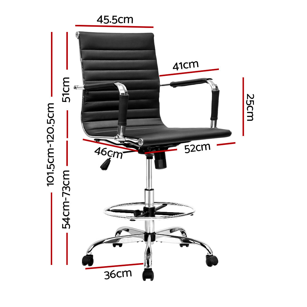 Artiss Office Chair Drafting Stool Leather Chairs Black - Cosy Abode