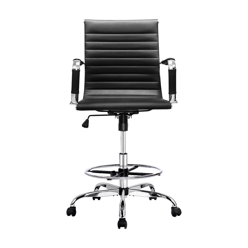 Artiss Office Chair Drafting Stool Leather Chairs Black - Cosy Abode