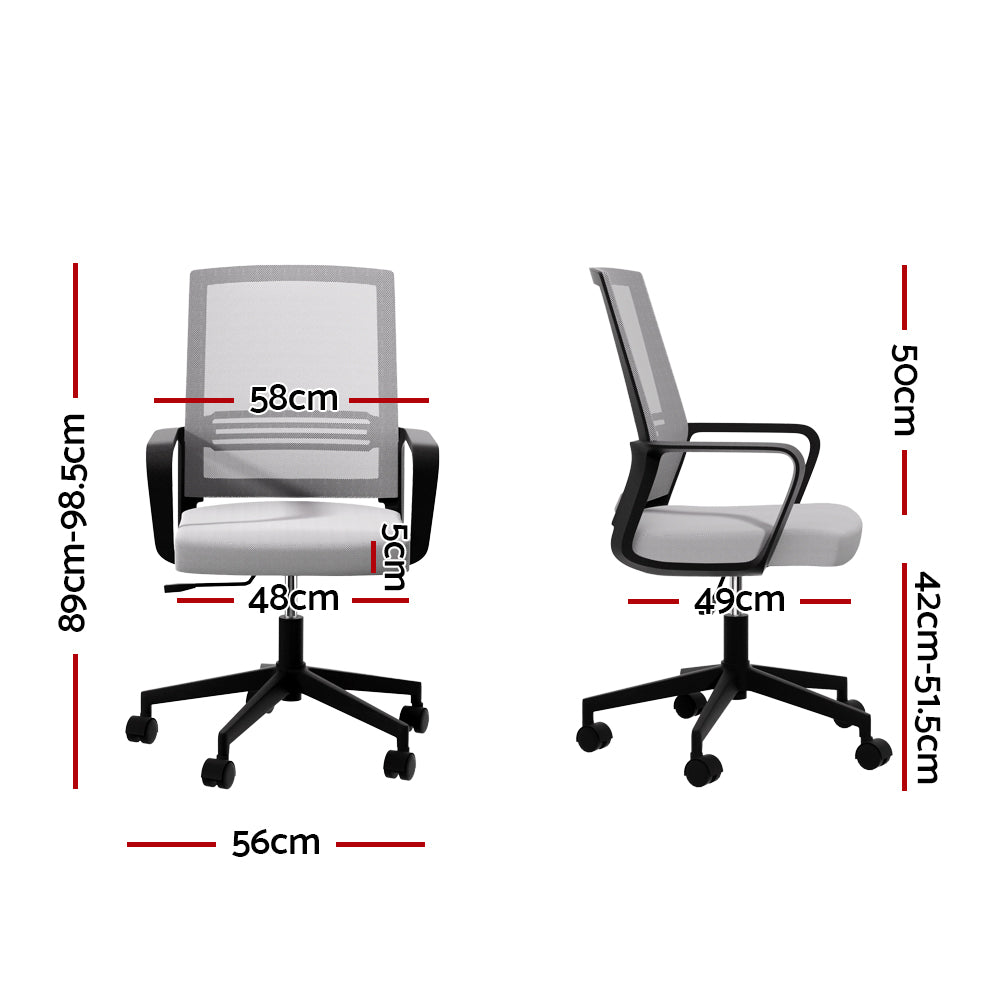 Artiss Mesh Office Chair Computer Gaming Desk Chairs Work Study Mid Back Grey - Cosy Abode