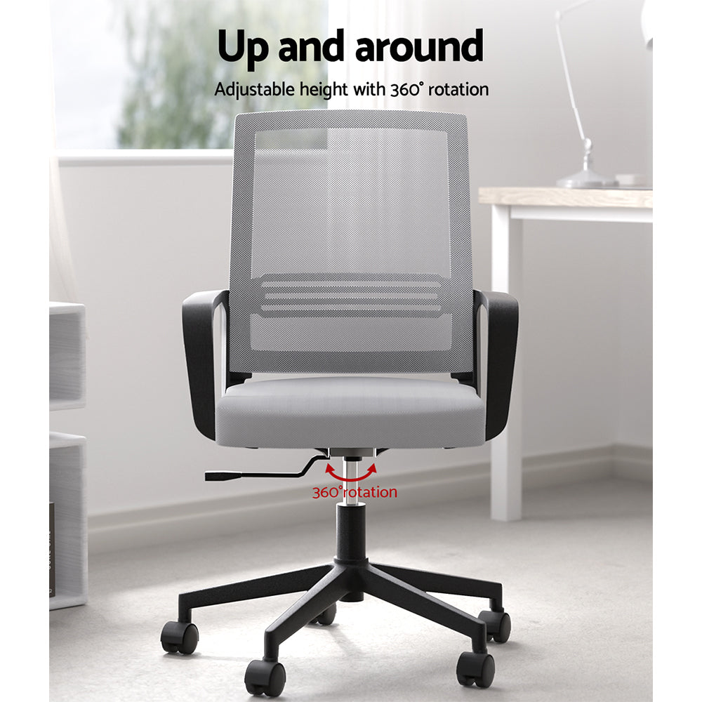 Artiss Mesh Office Chair Computer Gaming Desk Chairs Work Study Mid Back Grey - Cosy Abode